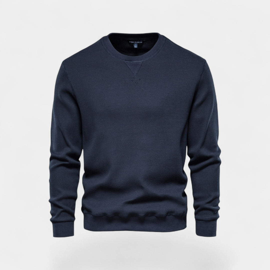 Herrenpullover aus Baumwolle mit Rundhalsausschnitt – minimalistische Passform