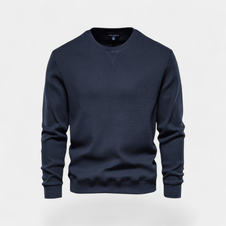 Herrenpullover aus Baumwolle mit Rundhalsausschnitt – minimalistische Passform