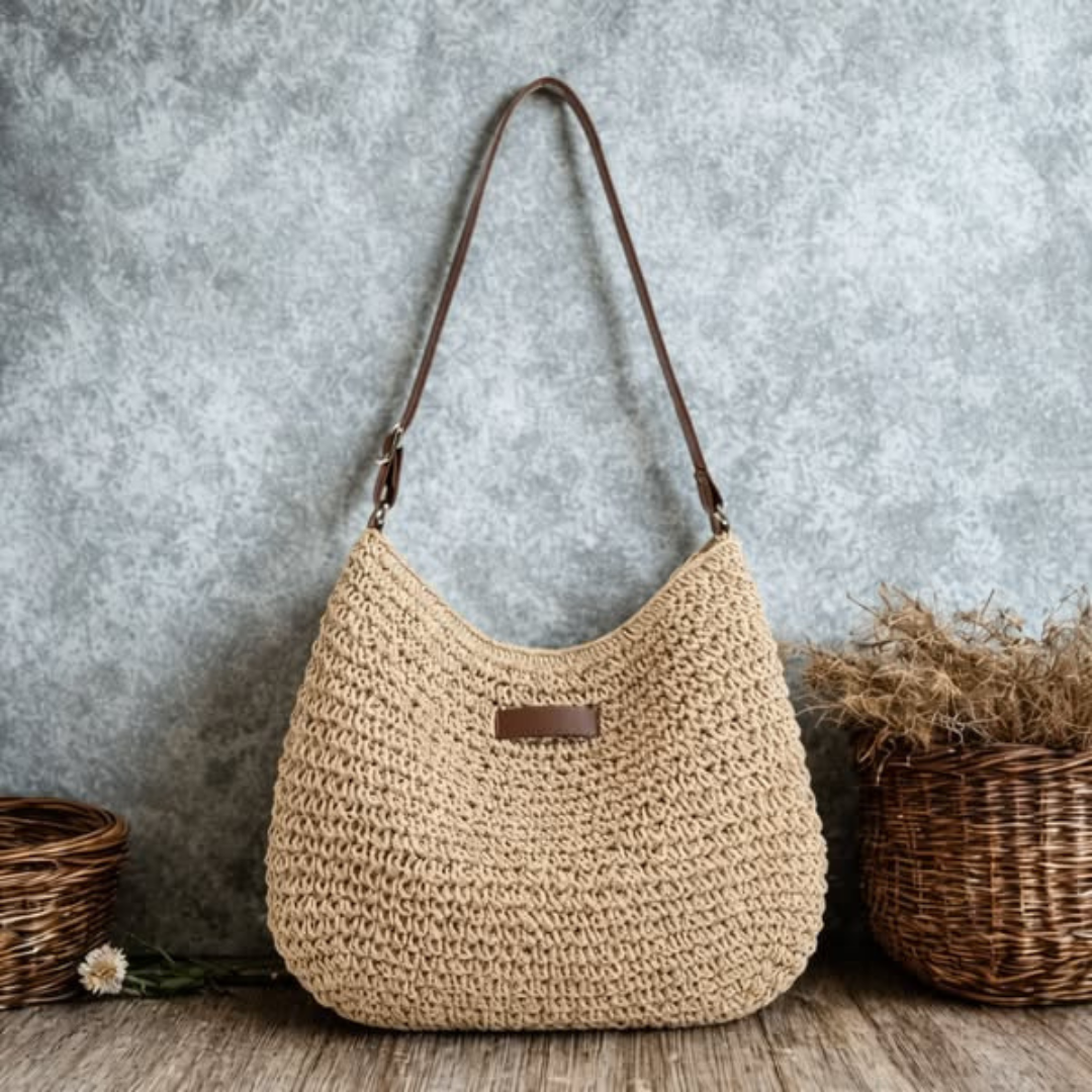 Woven Straw Shoulder Bag for Women – Can Be Worn on Shoulder or Crossbody