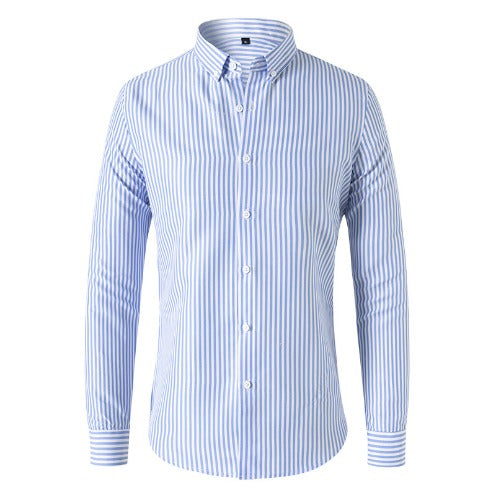 Camicia a righe in lino uomo – maniche lunghe chiusura con bottoni