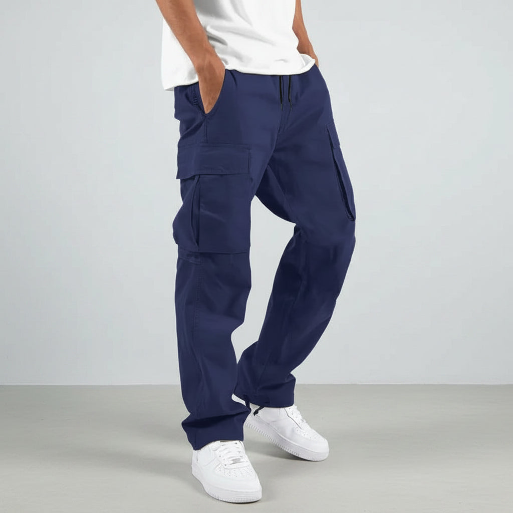 Pantalon Cargo Homme – Coupe Ample, Taille Cordon, Multi-poches
