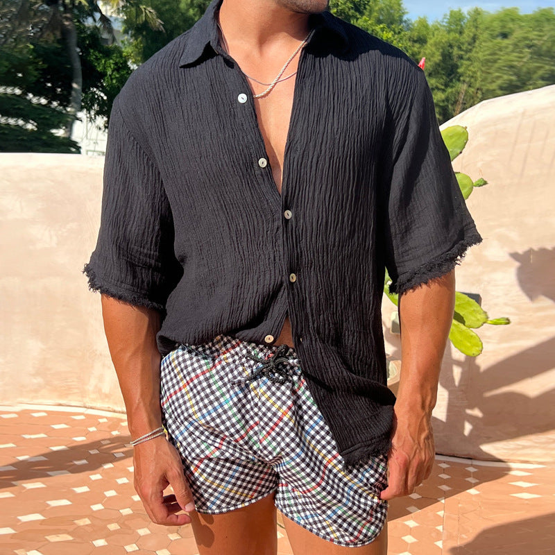 Camicia Uomo in Misto Cotone-Lino – Taglio Casual e Traspirante