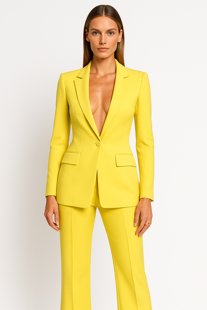 Strukturiertes Damen-Blazer- und Hosen-Set – Taillierte Passform mit geraden Hosen