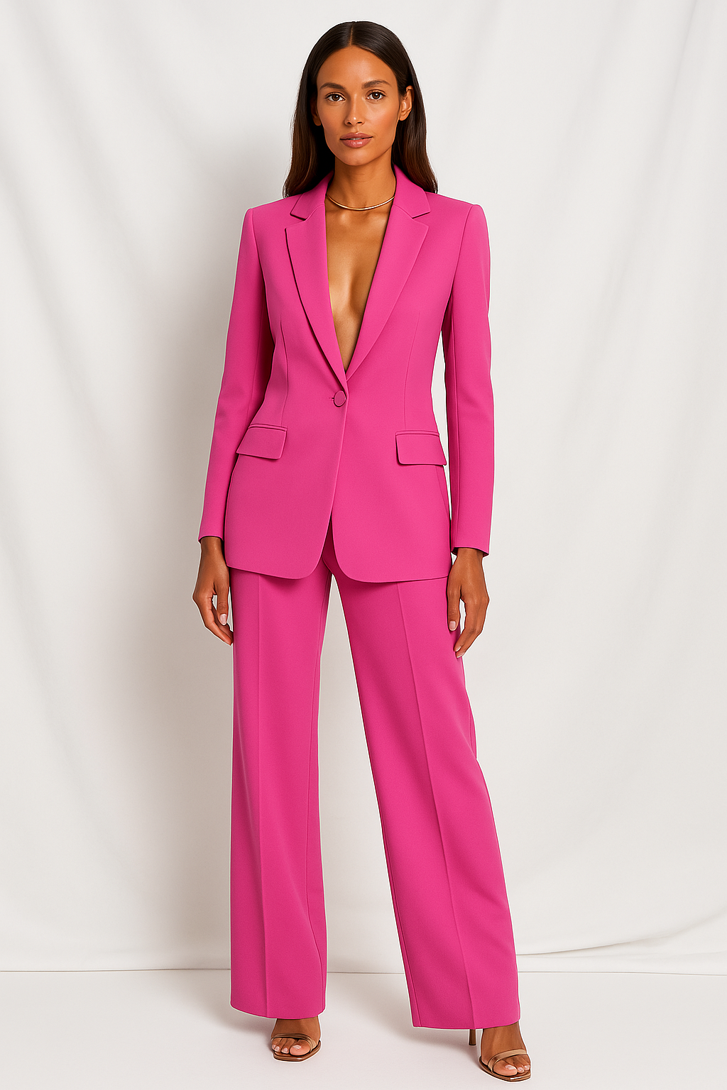 Strukturiertes Damen-Blazer- und Hosen-Set – Taillierte Passform mit geraden Hosen