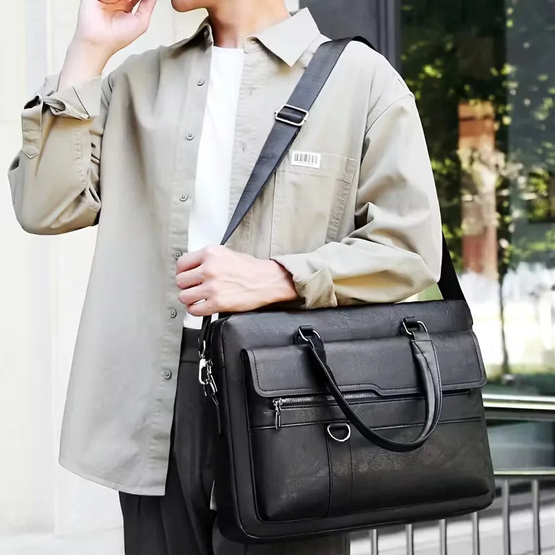 Borsa da uomo per computer portatile con finitura strutturata – grande capacità
