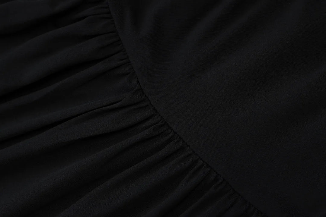 Long Women's Dress with Off-Shoulder and Ruching – Flowing Floor-Length Silhouette