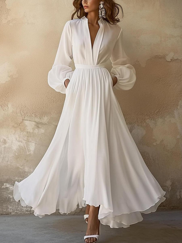 Abito lungo maniche lunghe donna – scollo a V