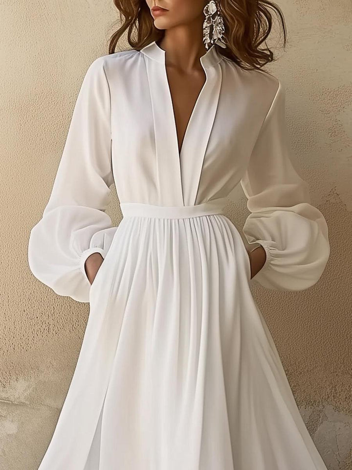 Abito lungo maniche lunghe donna – scollo a V