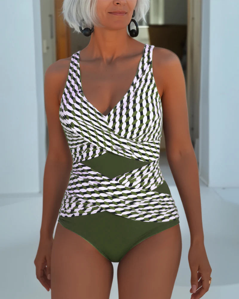 Costume da bagno intero donna con scollo a V – spalline regolabili