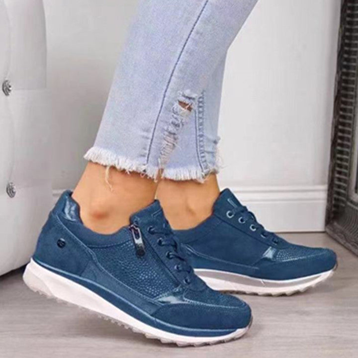 Baskets Décontractées Orthopédiques en Cuir pour Femme – Semelle Confort Strass