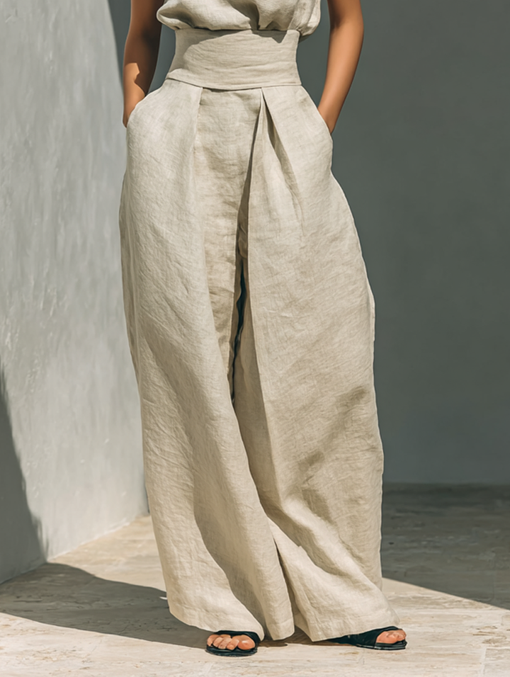 Ensemble Deux Pièces Femme Sans Manches – Pantalon Large Minimaliste