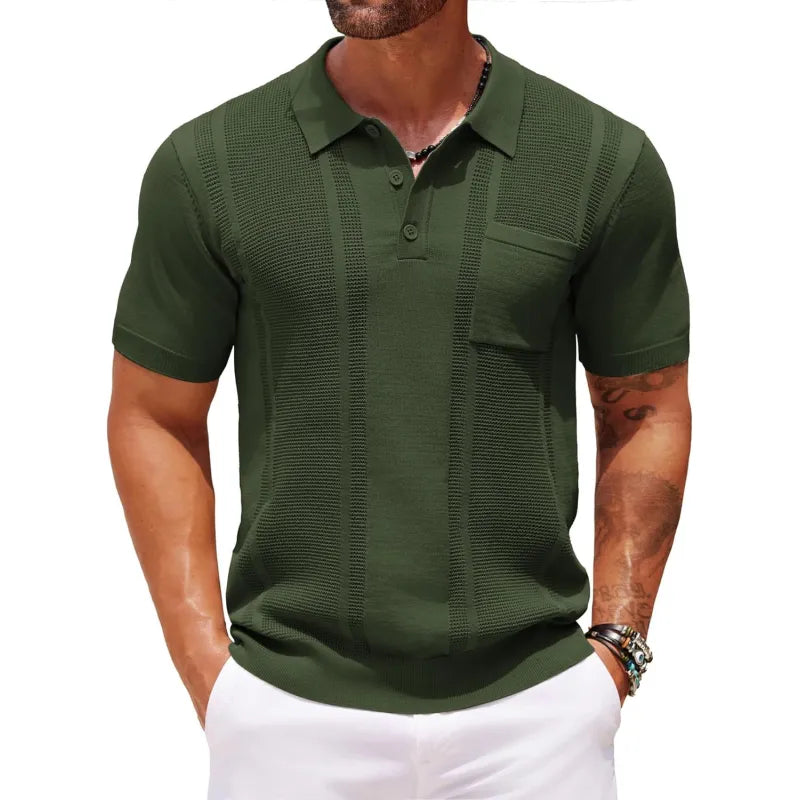 Polo Uomo in Maglia Fine – Bordini a Costine e Pannelli Testurizzati