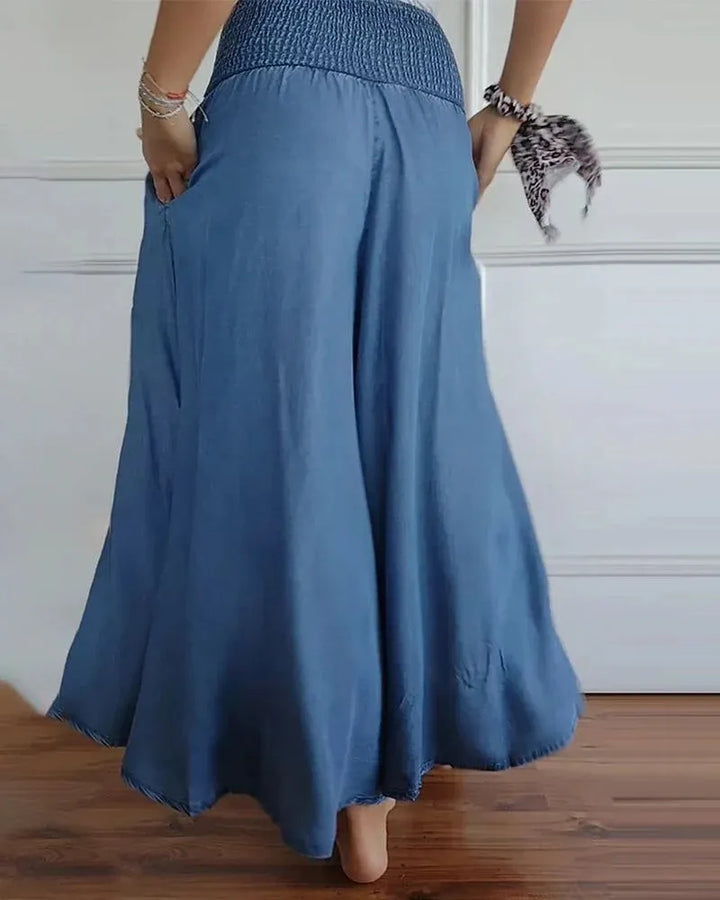 Leichte weite Damenhose – hohe Taille, weiter Schnitt