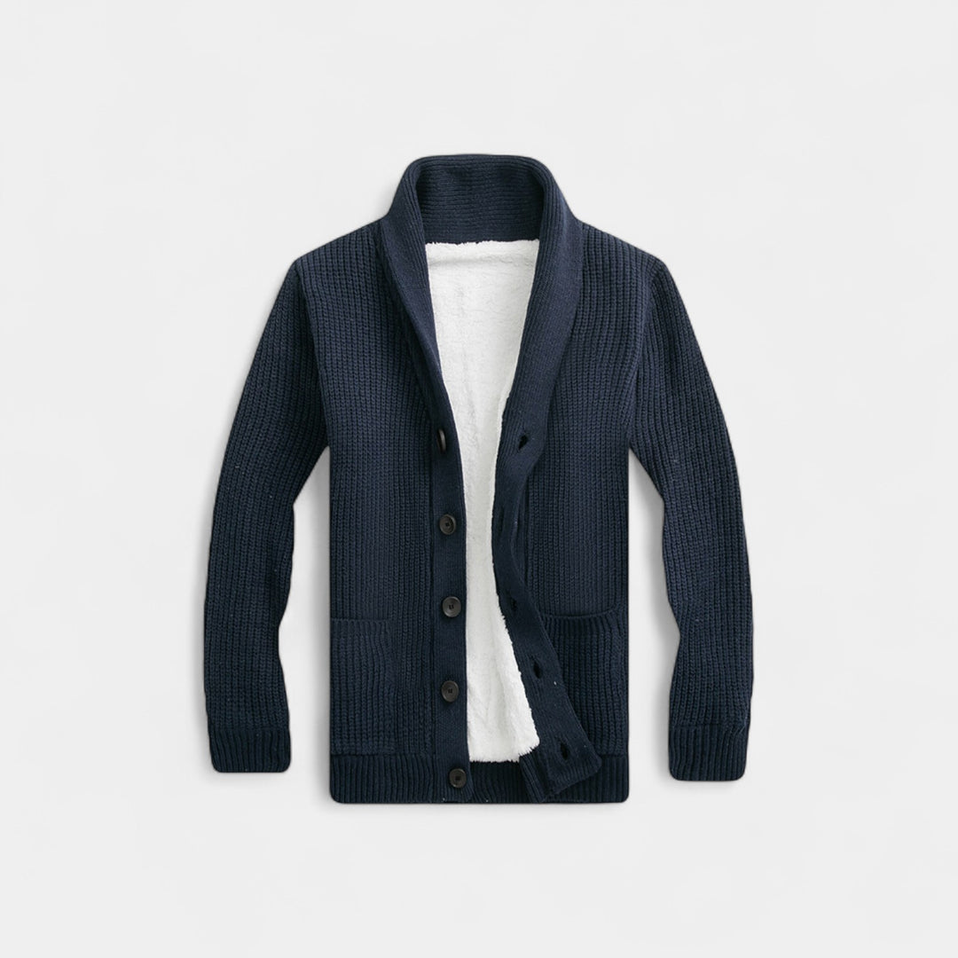 Herren Wollstrickcardigan mit V-Ausschnitt – minimalistischer, zeitloser Stil