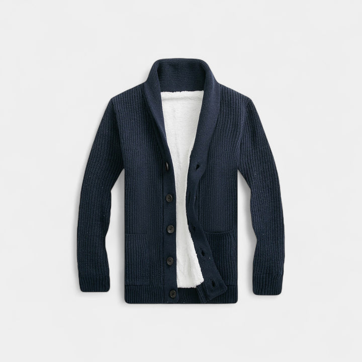 Herren Wollstrickcardigan mit V-Ausschnitt – minimalistischer, zeitloser Stil