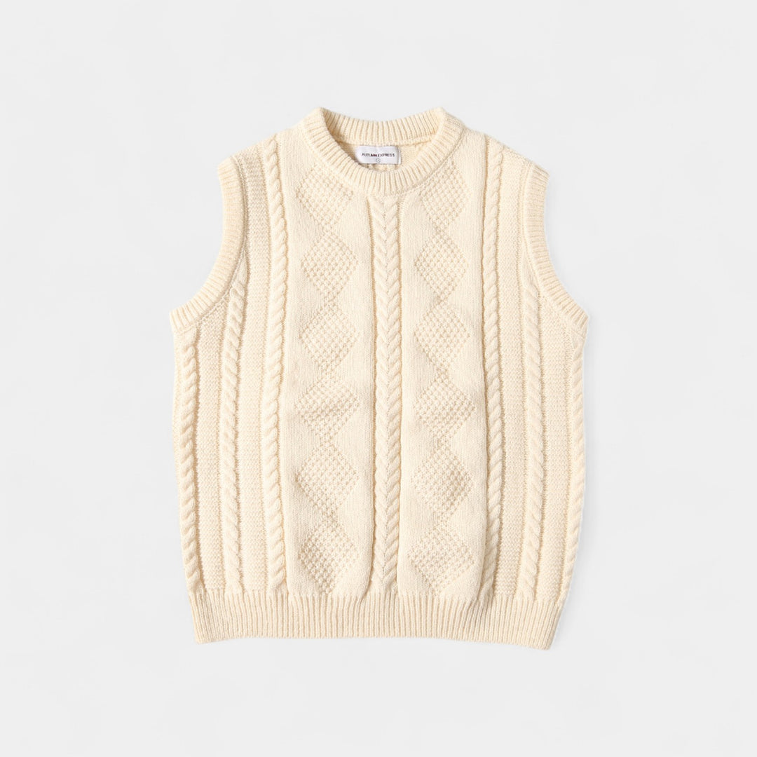 Herren Pullover mit Zopfmuster – Viertelknöpfe, raffinierte Passform