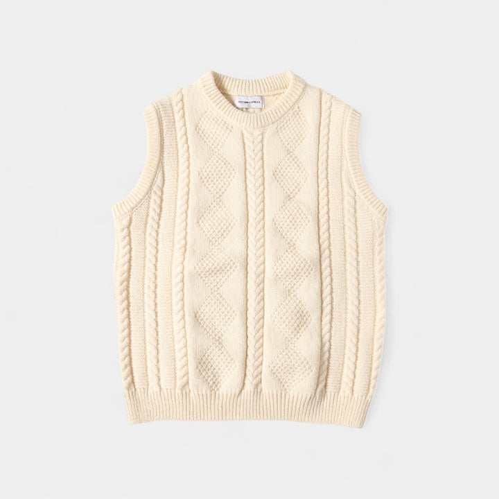 Herren Pullover mit Zopfmuster – Viertelknöpfe, raffinierte Passform