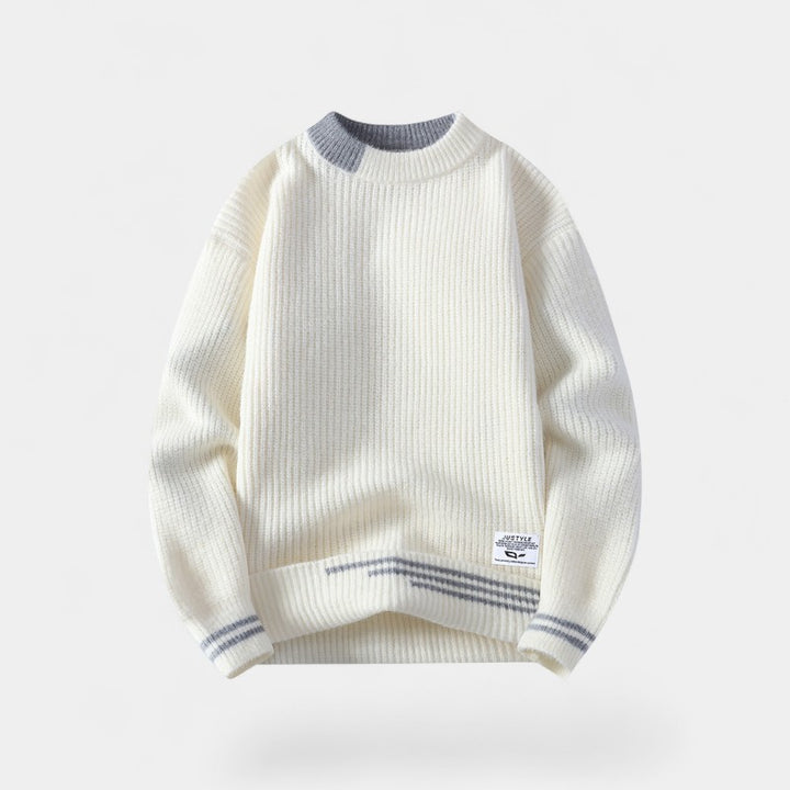 Maglione uomo cotone a righe casual knit