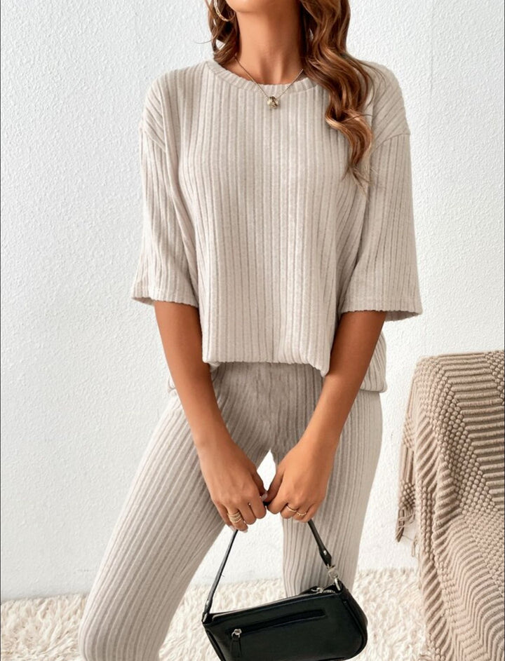 Lounge-Set aus Baumwolle für Damen – Gerippt, lässige Passform