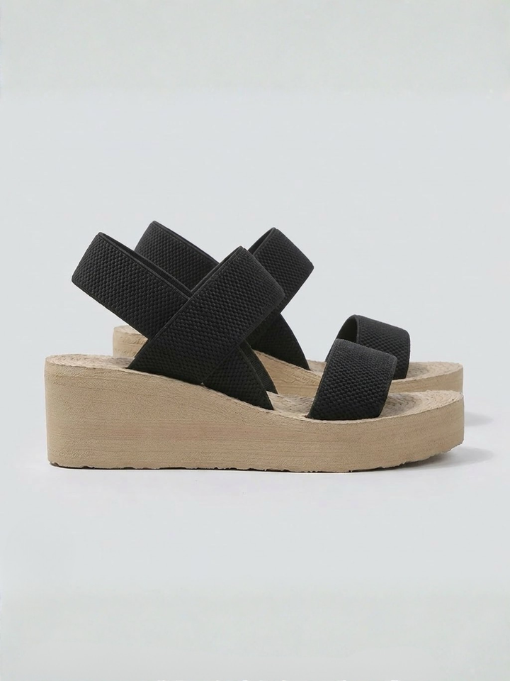Sandali con Zeppa Donna con Elastico – Zeppa in Juta Senza Lacci