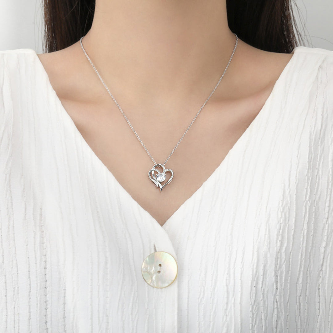 Claire Mode | Collana con pendente doppio cuore incastonato di strass donna