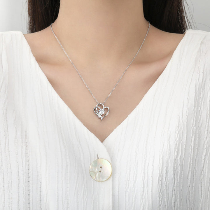 Claire Mode | Collana con pendente doppio cuore incastonato di strass donna