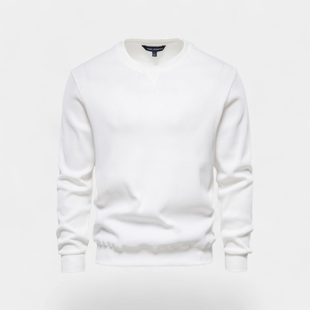 Herrenpullover aus Baumwolle mit Rundhalsausschnitt – minimalistische Passform