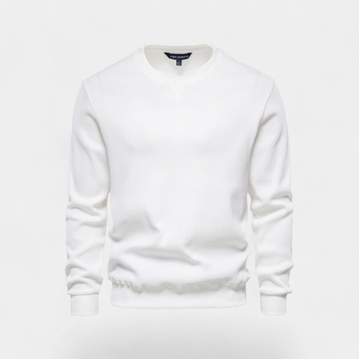 Herrenpullover aus Baumwolle mit Rundhalsausschnitt – minimalistische Passform