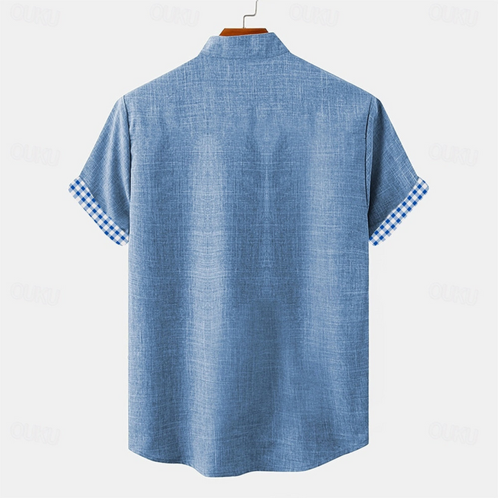 Chemise Homme en Lin Manches Courtes – Détail Contrastant