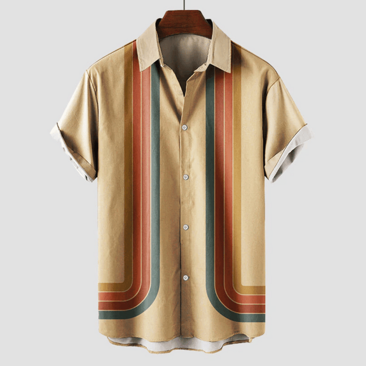 Chemise Homme Imprimée Manches Courtes – Coupe Décontractée Rétro