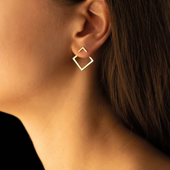 Quadratische Geometrische Ohrringe für Damen – Minimalistischer Eckrahmen