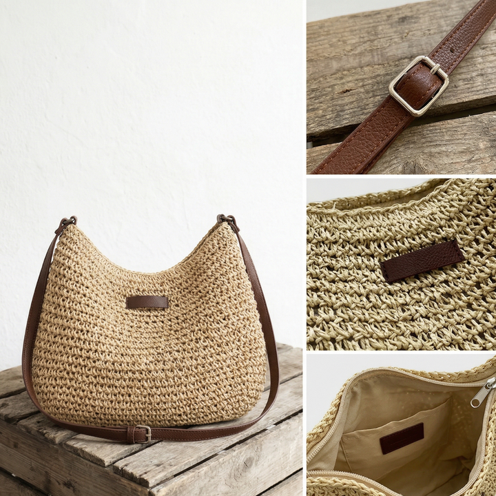 Woven Straw Shoulder Bag for Women – Can Be Worn on Shoulder or Crossbody