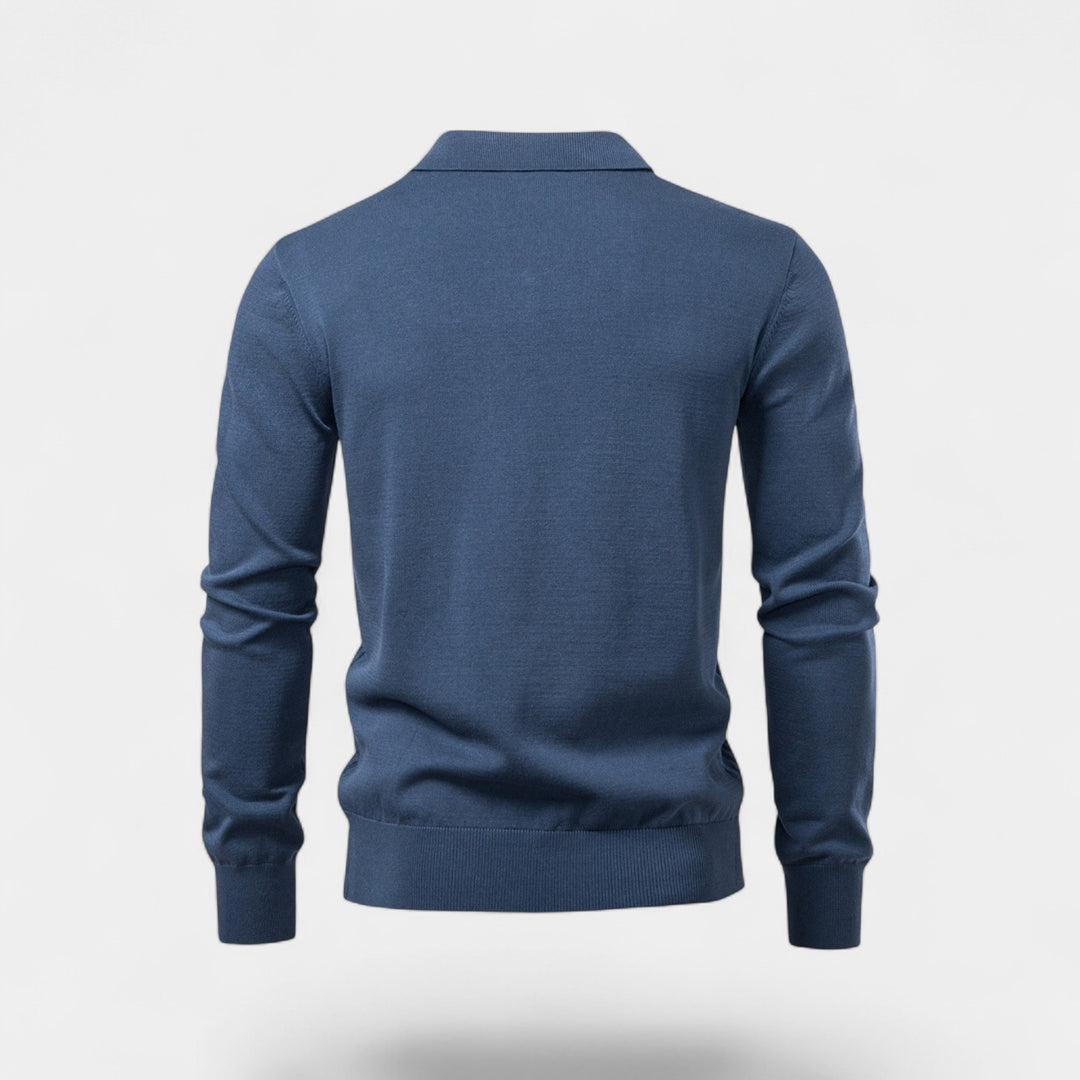 Polo uomo in maglia jacquard collo a V – Trecce classiche