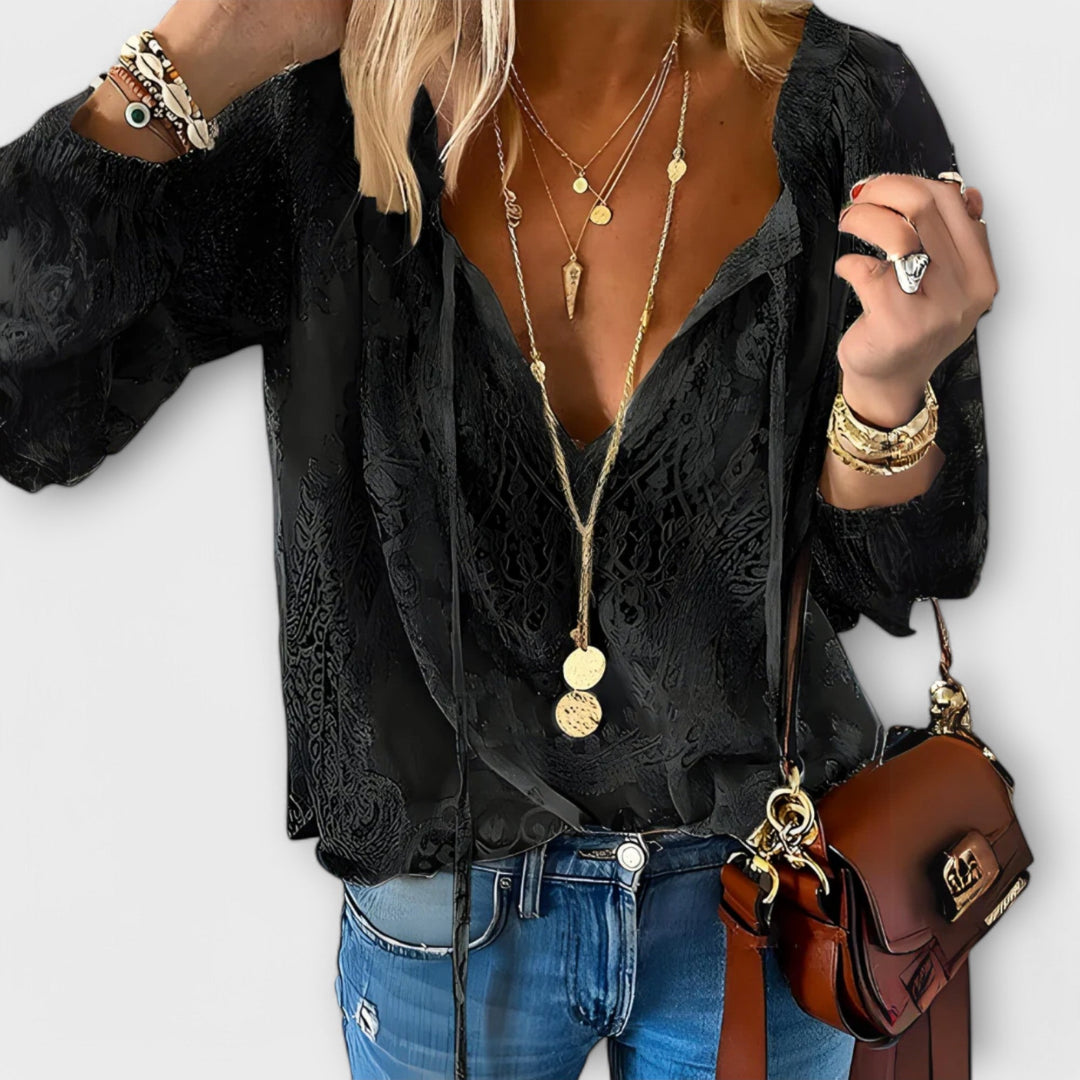 Boho-Bluse für Damen aus leichtem Stoff – Lange Ärmel, lässiger Schnitt