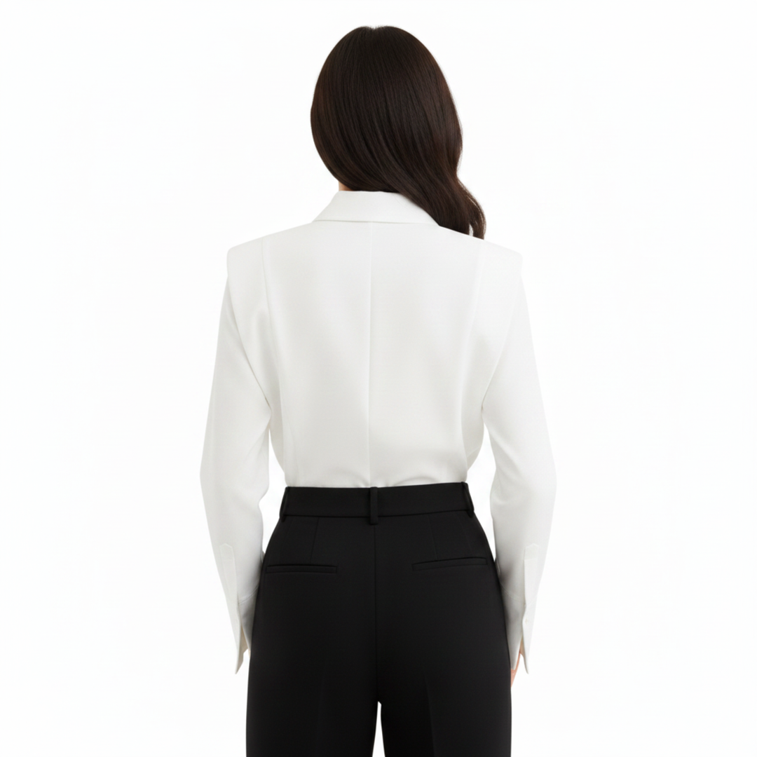 Camicia Donna a Maniche Lunghe – Pieghe sulle Spalle e Polsini Larghi