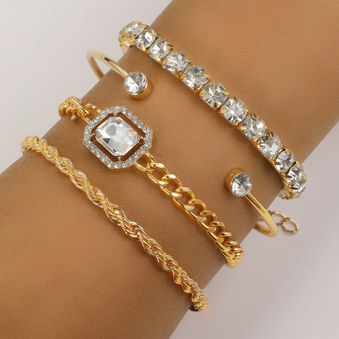 Set di Braccialetti Cristallo Donna – Design Sovrapposto 4 Pezzi