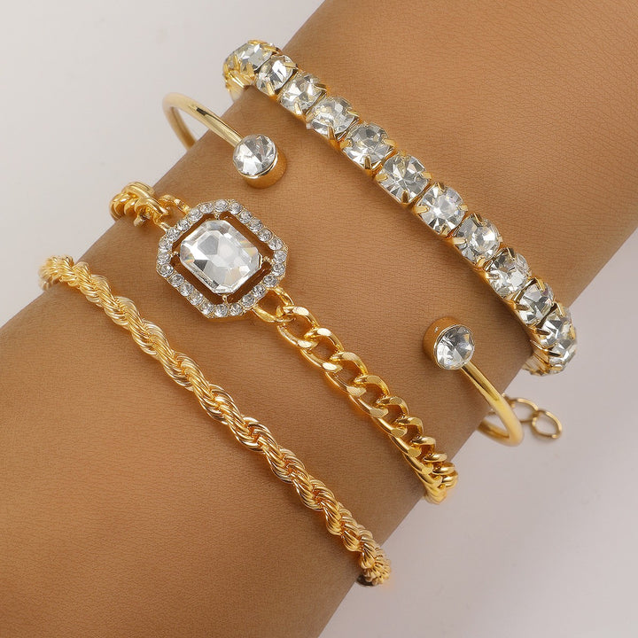 Set di Braccialetti Cristallo Donna – Design Sovrapposto 4 Pezzi