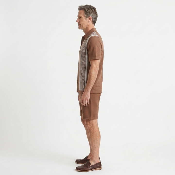 Men's Two-Piece Knit Set – Geometric Texture Casual Fit