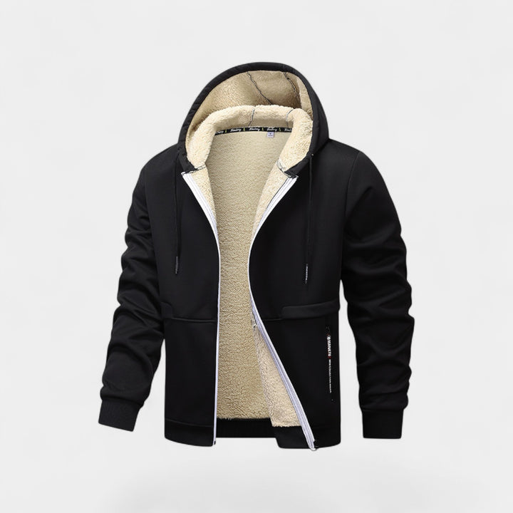 Herren Sherpa-Fleece-Cardigan mit Kapuze und Reißverschluss – Relaxed Fit