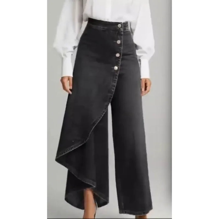 Jean Femme Jambe Large – Coupe Ample Taille Haute en Denim