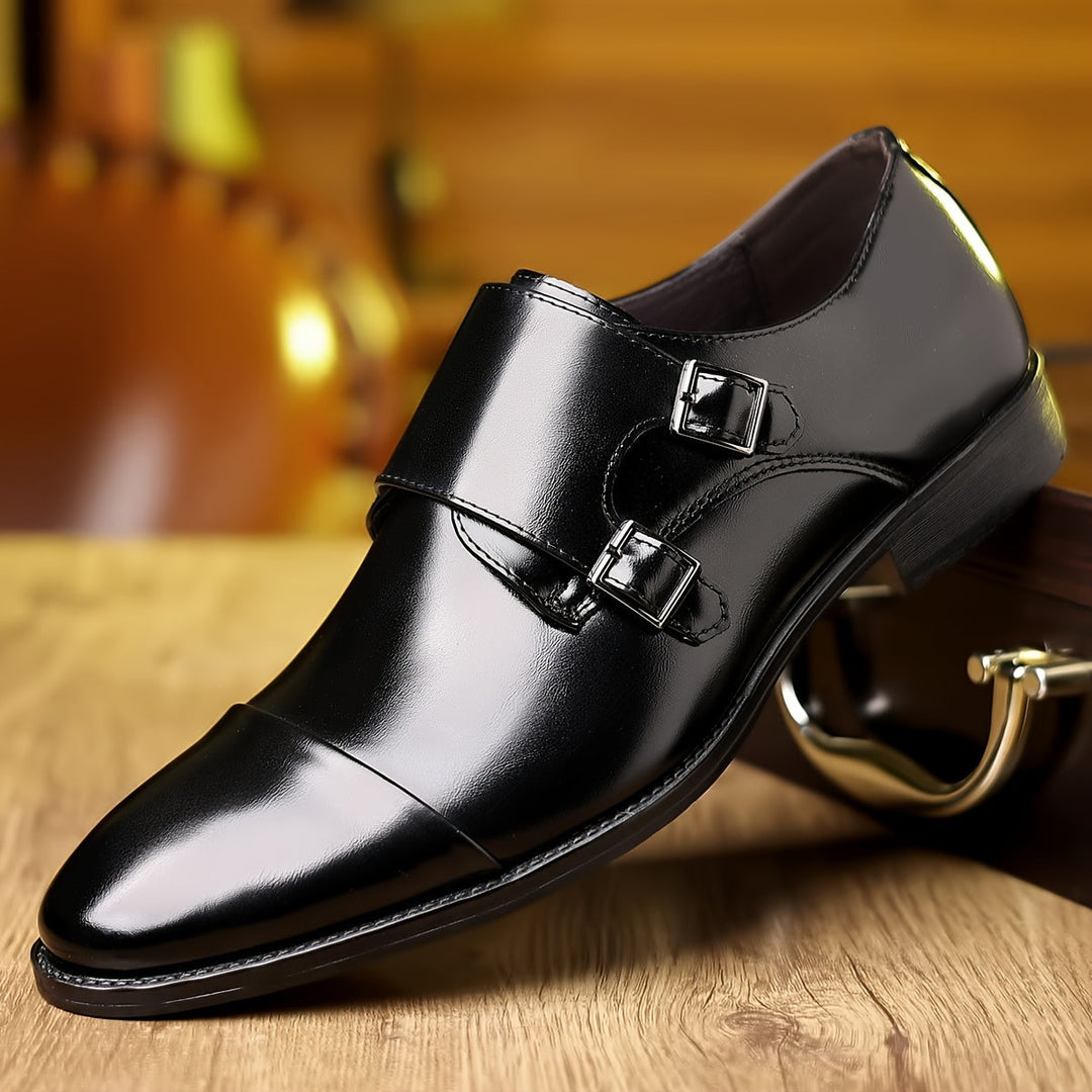 Herren Elegante Lederschuhe mit Doppel-Mönchriemen – Feine Formelle Schnallen