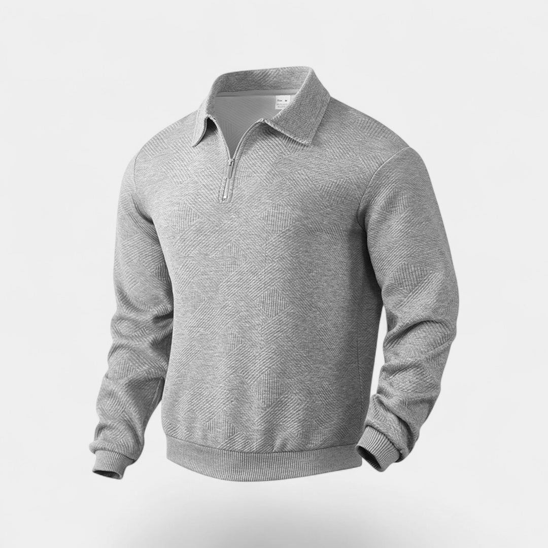 Herren Pullover mit halbem Reverskragen und halbem Reißverschluss, weiter Schnitt – raffiniert, leger, moderne Silhouette