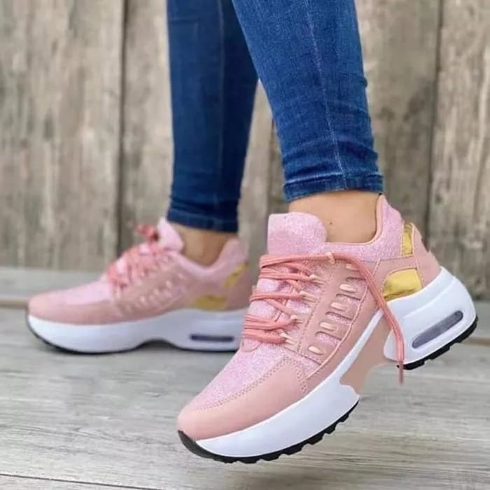 Sneakers donna con plateau e lacci – Suola chunky con cuscinetto d&