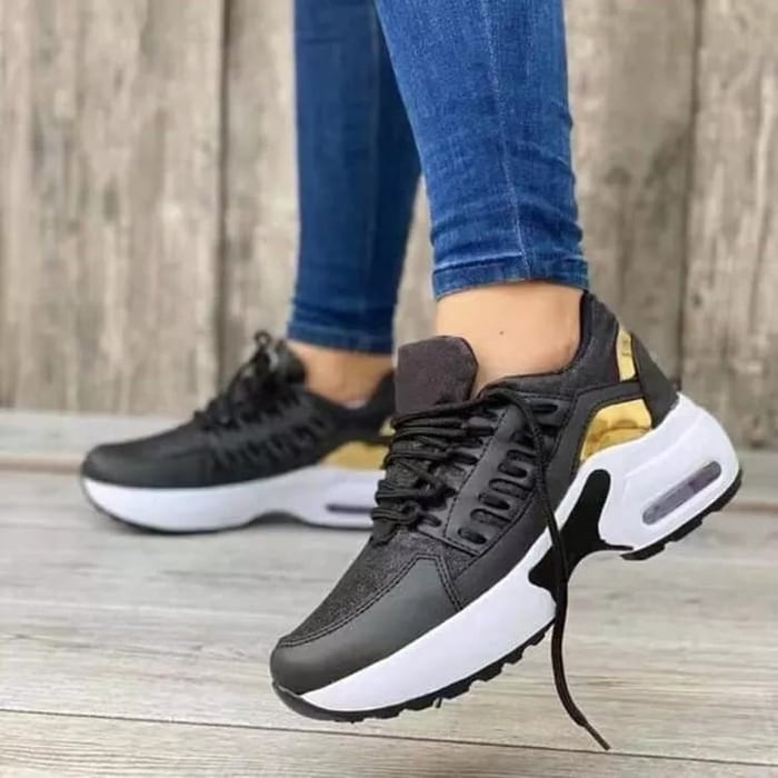 Sneakers donna con plateau e lacci – Suola chunky con cuscinetto d&