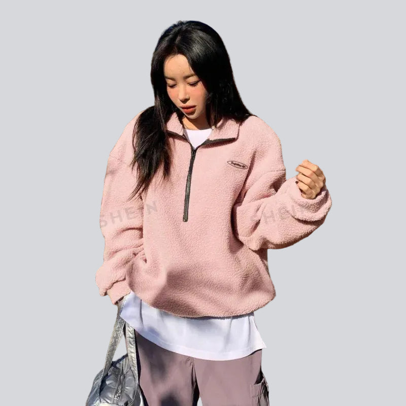 Sweatshirt Femme Détente Fleece – Coupe Ample à Cordon et Lettrage