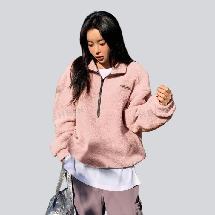 Sweatshirt Femme Détente Fleece – Coupe Ample à Cordon et Lettrage