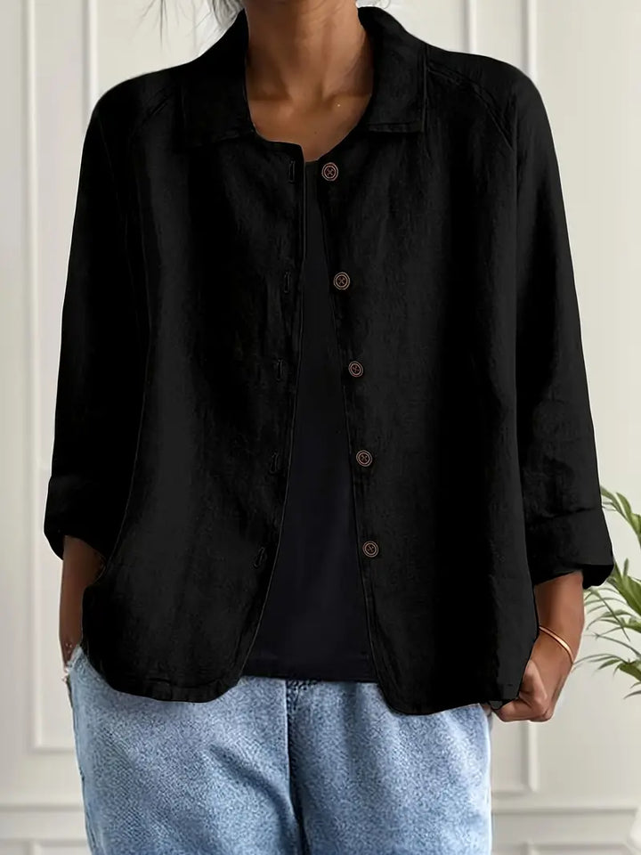 Lightweight Women's Cardigan Shirt – Classic Collar, Relaxed Fit