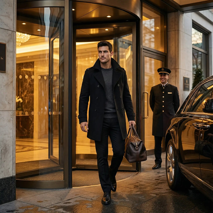 Cappotto trench uomo mezza lunghezza in cotone misto