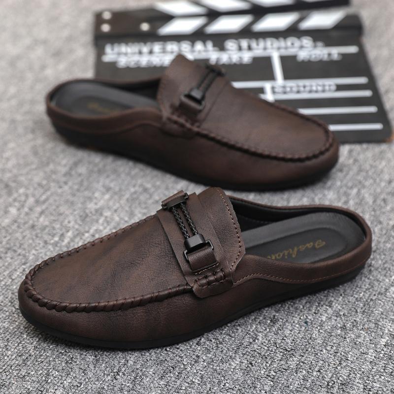 Herren Mokassins Mules Slip-On aus Leder – Offener Fersenbereich mit Horsebit-Detail