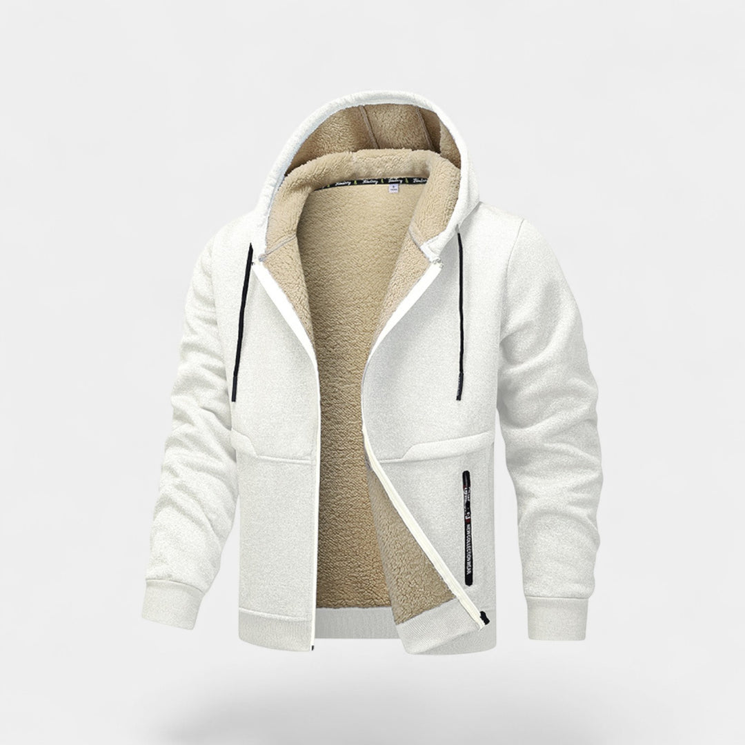 Herren Sherpa-Fleece-Cardigan mit Kapuze und Reißverschluss – Relaxed Fit